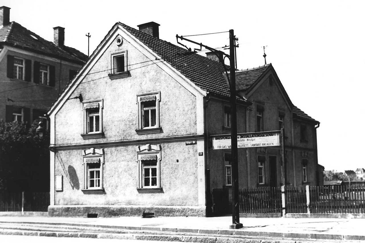 Das M. Kratzer Firmengebäude ind der Ulmer Straße um 1930